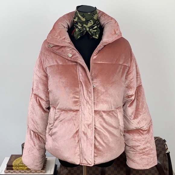 Coats | Asos Pink Velvet Puffer 